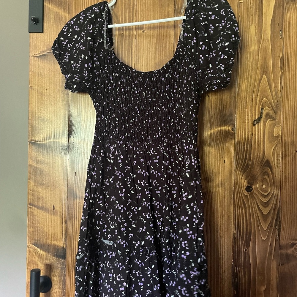 Ardene Black and Purple Floral Midi Dress